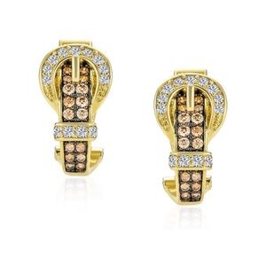 14k Chocolate Champagne and Vanilla Diamonds Earrings